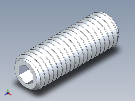 UNC 平头紧定螺钉-UNC SET SCREW 0.500 x1.500.STEP正等轴测缩略图
