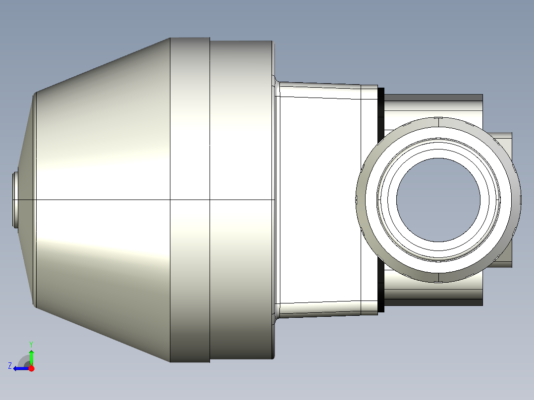 7DKMUACCP NC 气动隔膜阀，常闭，与溶剂焊接女性联盟结束，ASTM PVC-C系列右视图