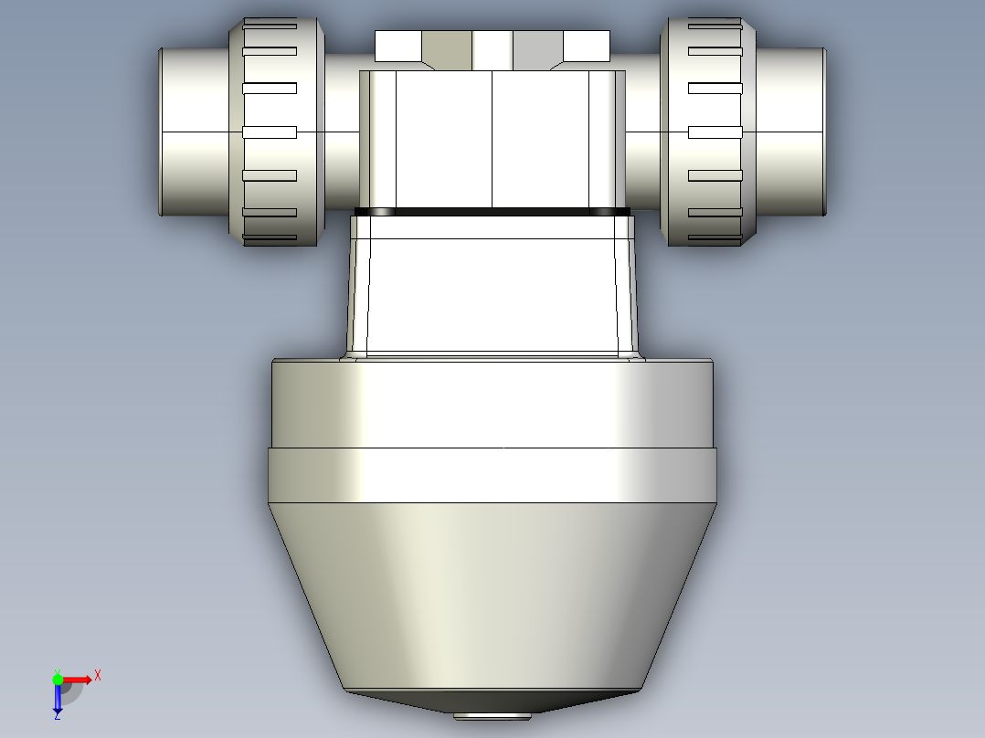 7DKMUACCP NC 气动隔膜阀，常闭，与溶剂焊接女性联盟结束，ASTM PVC-C系列俯视图