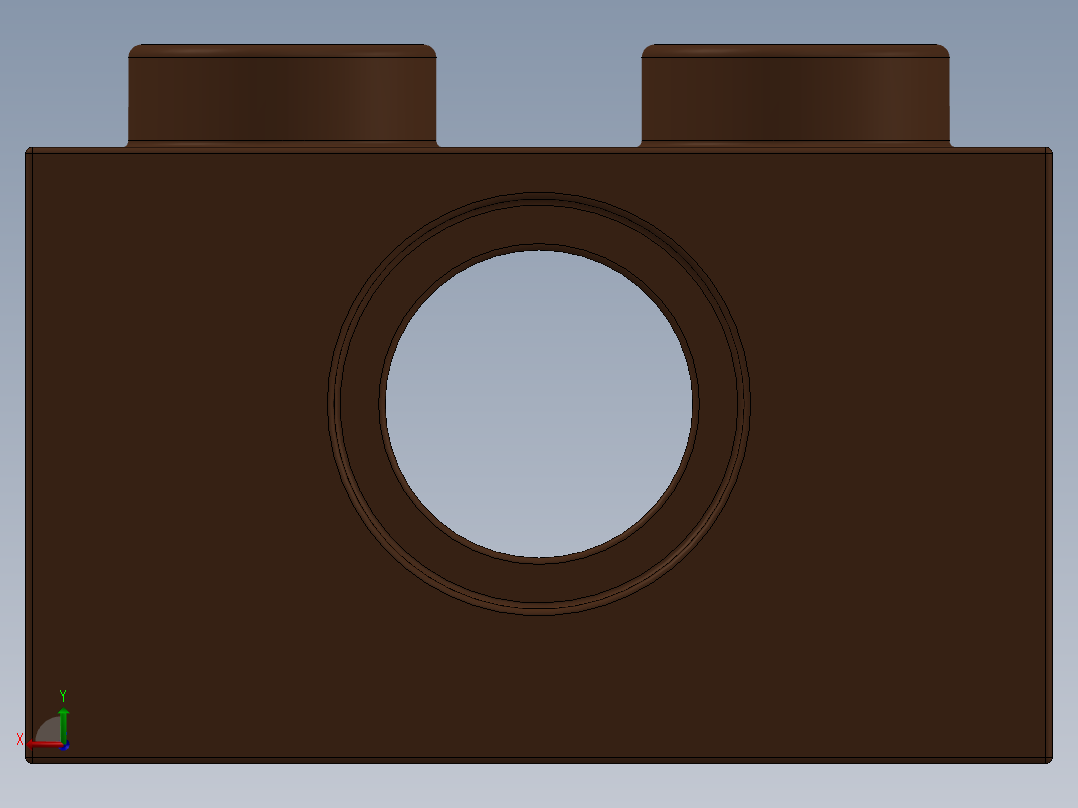 乐高机械组积木（横梁）-4211252 - 3700 Reddish Brown Technic Brick 1 x 2 with Hole后视图