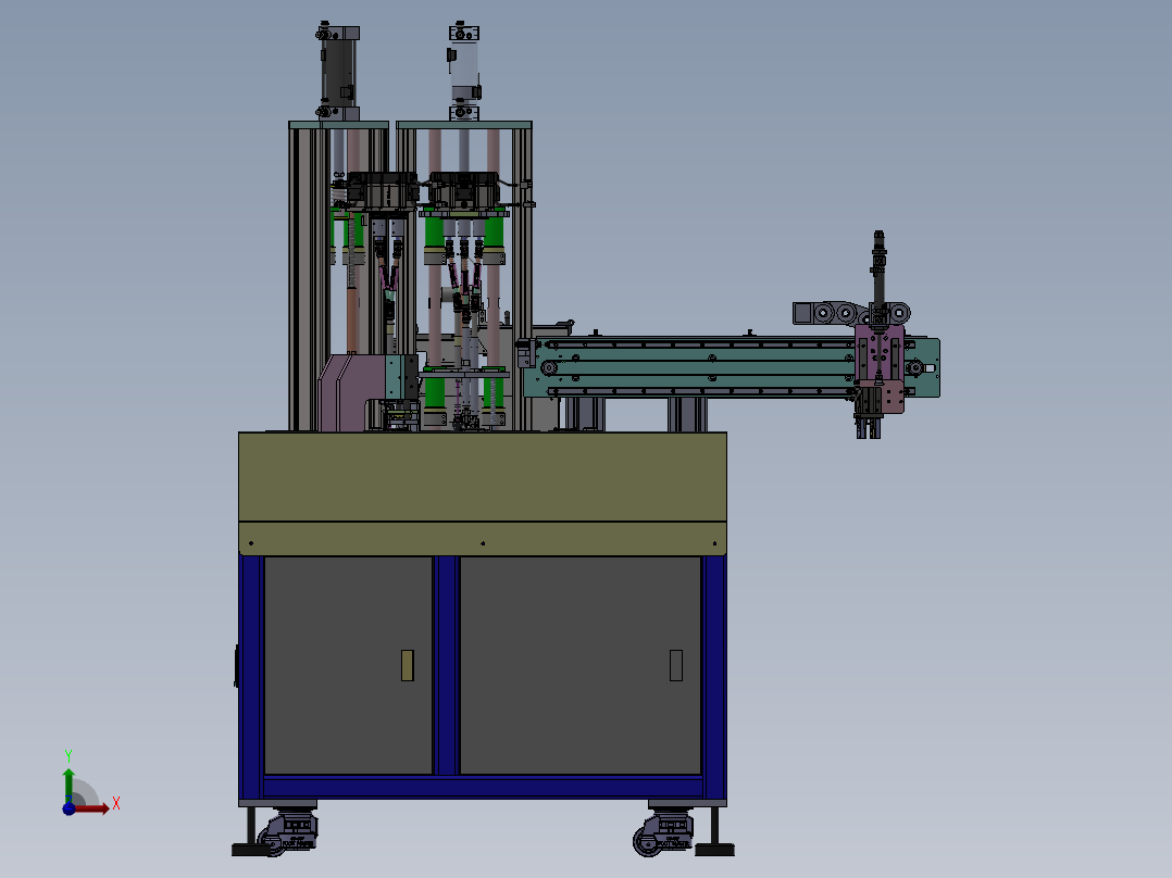 多轴自动螺丝机（sw16可编辑+工程图+bom）前视图