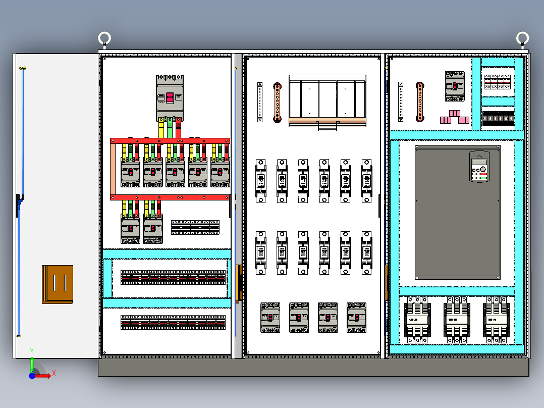 三柜组装630A正装刀开关变频器星三角控制柜 55904前视图