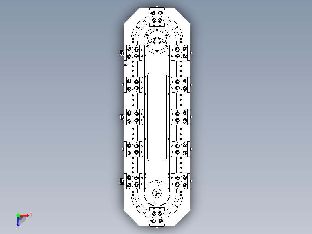 圆弧导轨轨道生产循化线16个位俯视图