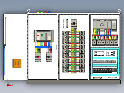 三柜组装万能断路器630A竖装双电源plc控制柜 55429前视缩略图