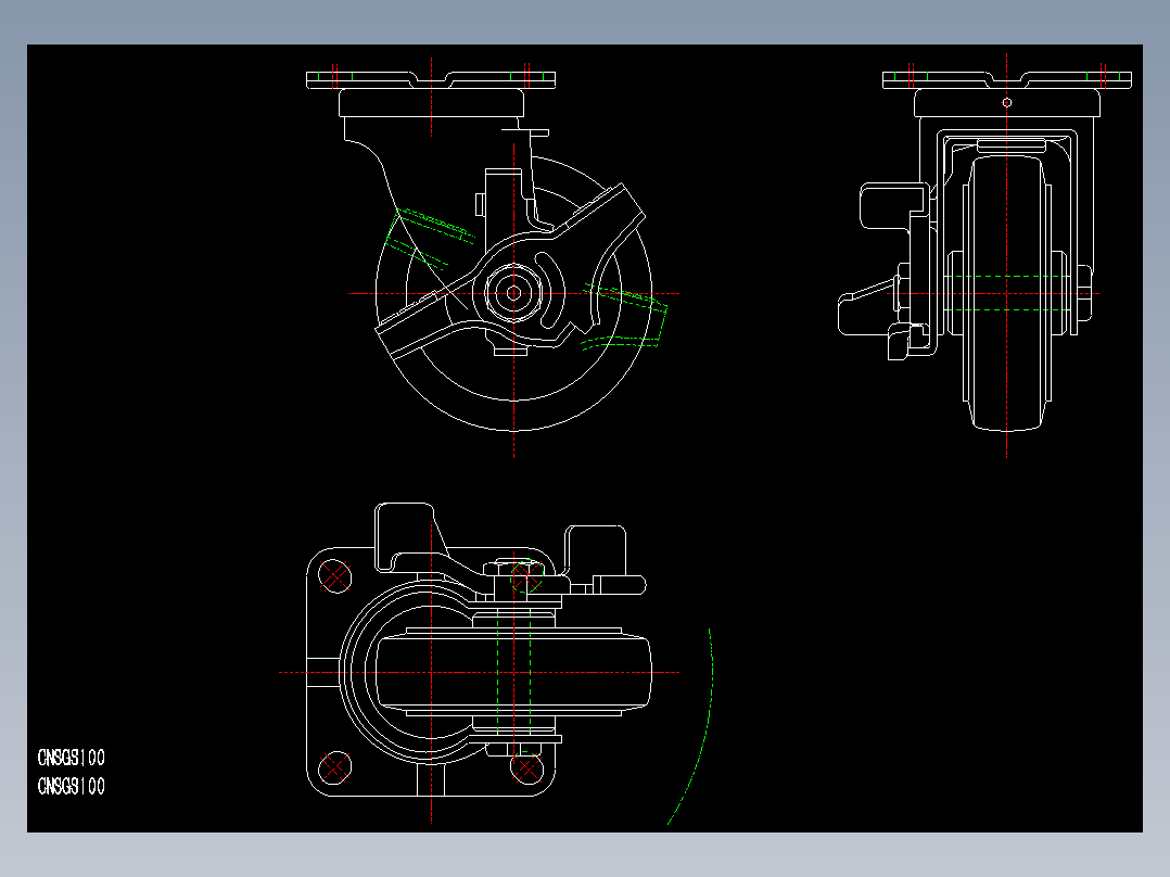 刹车轮的三视图