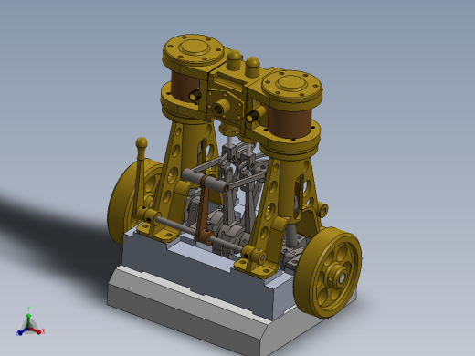 带单阀箱和换向器的立式双缸蒸汽机vertical-twin-cylinder-模型格式为 sw