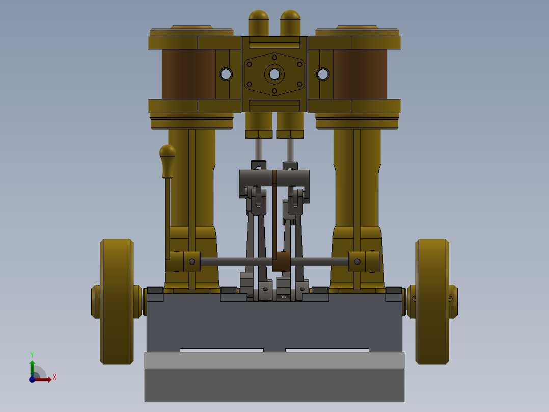 带单阀箱和换向器的立式双缸蒸汽机vertical-twin-cylinder-模型格式为 sw前视图