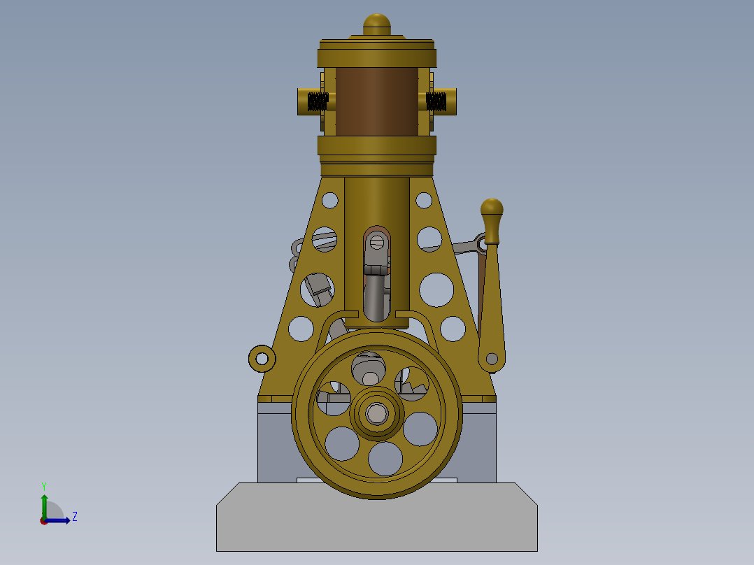 带单阀箱和换向器的立式双缸蒸汽机vertical-twin-cylinder-模型格式为 sw左视图