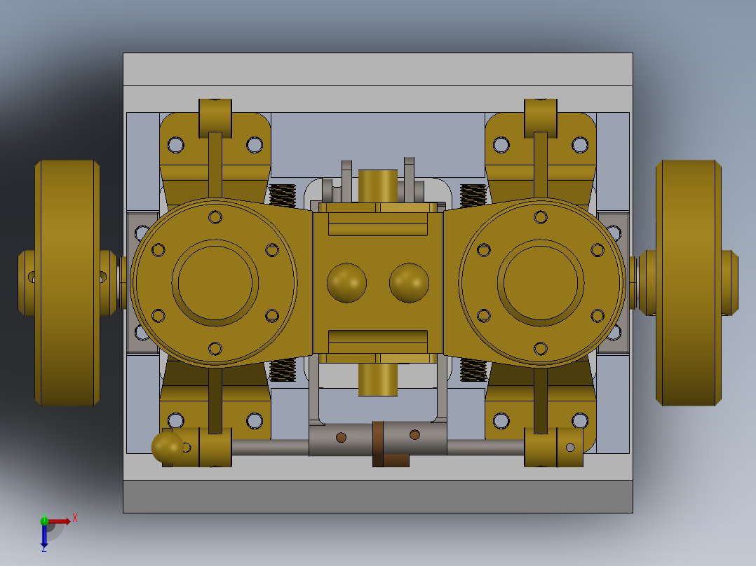 带单阀箱和换向器的立式双缸蒸汽机vertical-twin-cylinder-模型格式为 sw俯视图