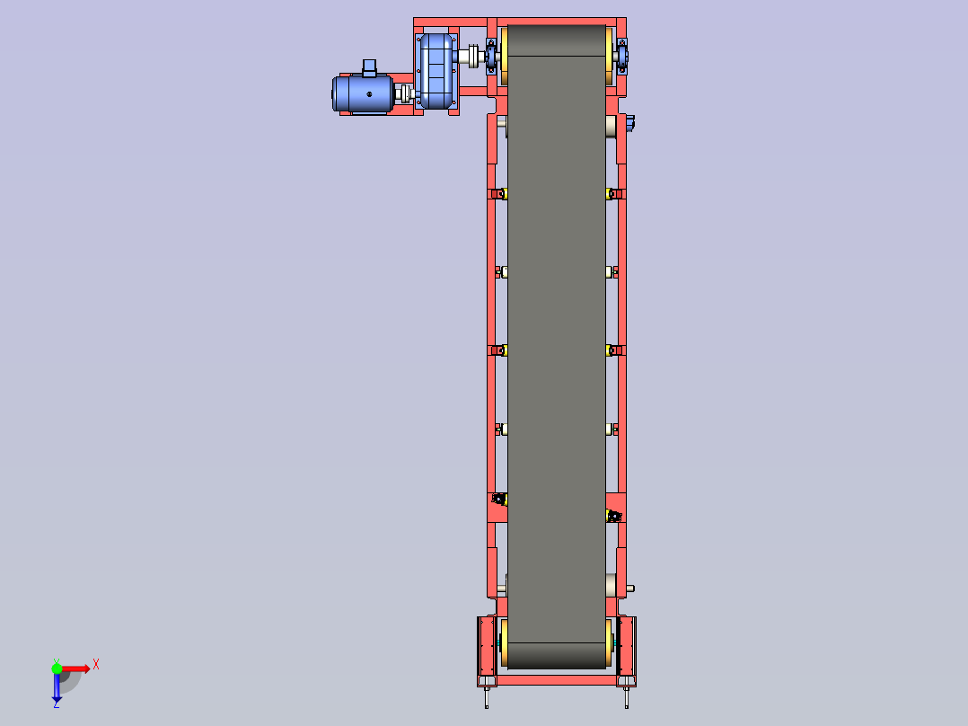 宽型带式输送机3D模型俯视图