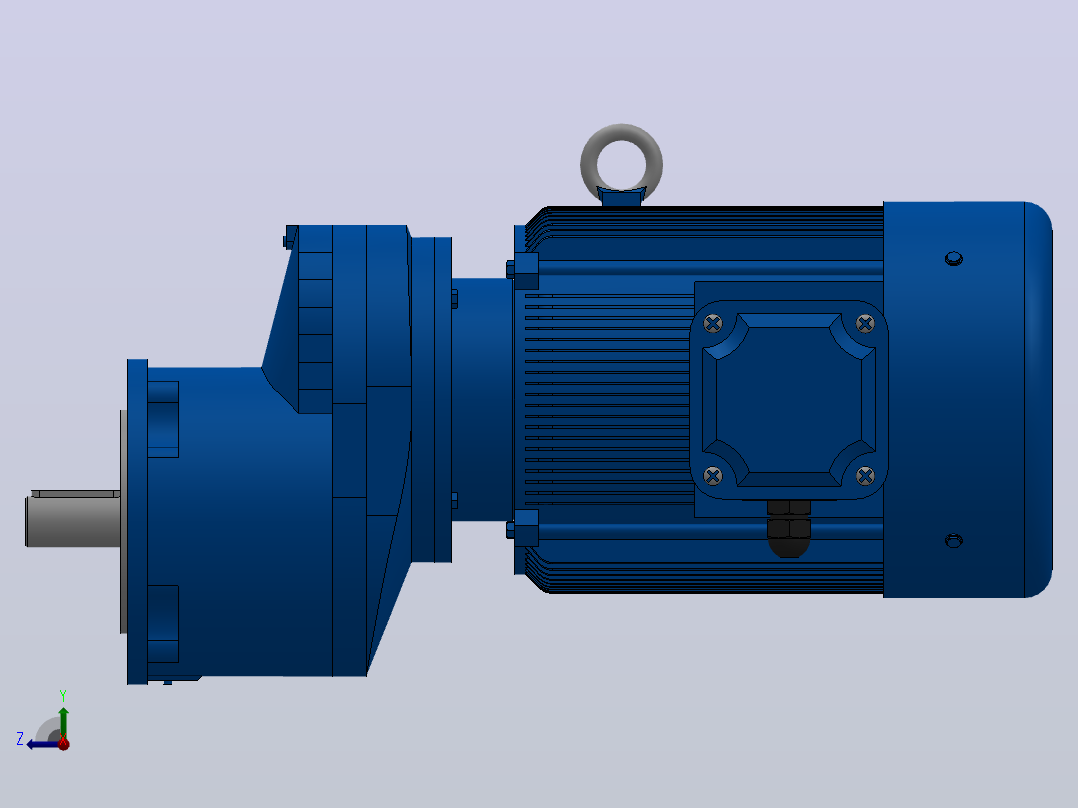 RXF67法兰轴伸式安装斜齿轮减速机RX67-Y1.1-4P-90S-M1-0°-Φ160右视图