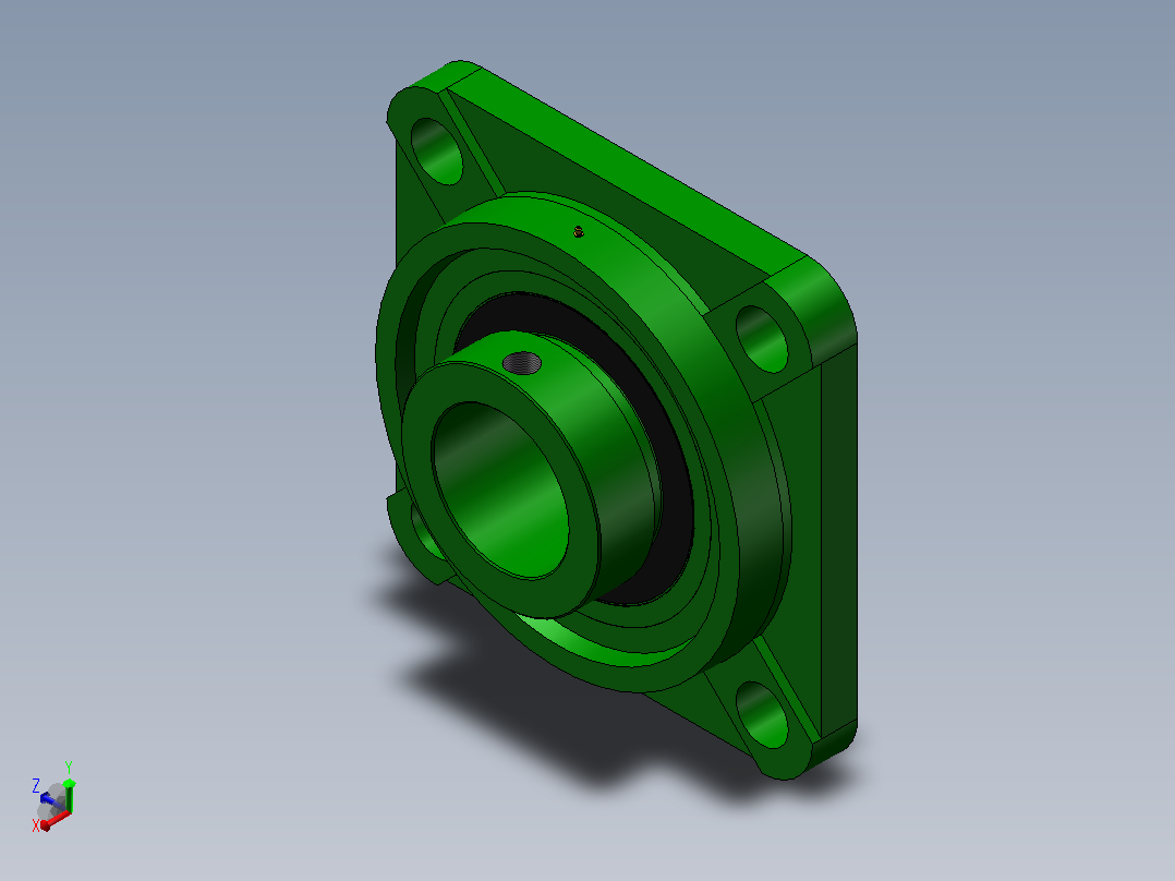 带凸台方形座偏心套外球面球轴承[UELFS型]_UELFS318正等轴测图