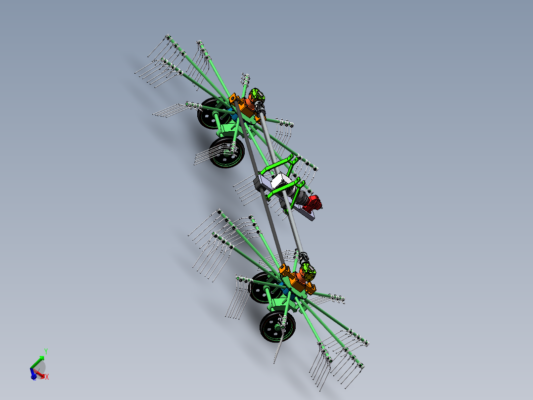 旋转式搂草机3d图纸 电动耙料清洁机构3d图 旋转耙机构3d三维模型