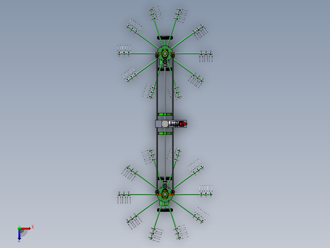 旋转式搂草机3d图纸 电动耙料清洁机构3d图 旋转耙机构3d三维模型俯视图