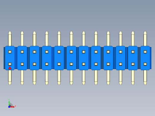 彩色公排针 100mil 2.54mm 系列-DS1022_blue_24p_100mil_TypeSMT_rev1.0前视缩略图