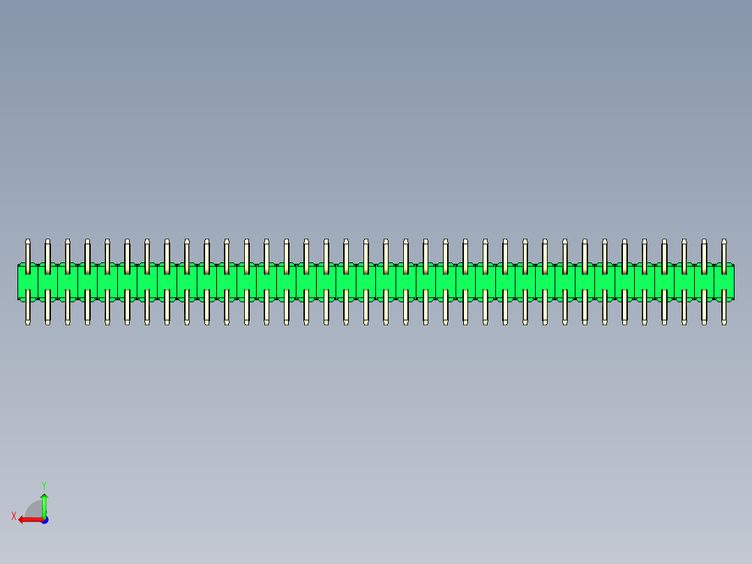 彩色公排针 100mil 2.54mm 系列-DS1022_green_72p_100mil_TypeSMT_rev1.0后视图