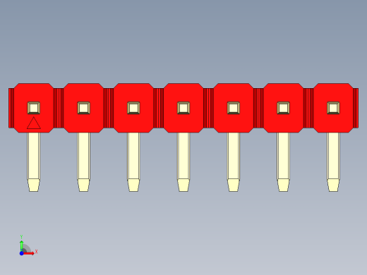 彩色公排针 100mil 2.54mm 系列-DS1022_red_1x07p_100mil_TypeD_rev1.0前视缩略图