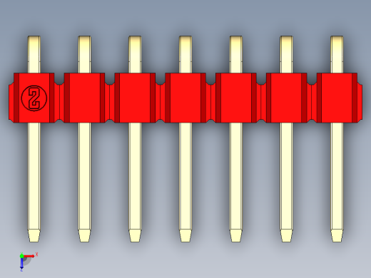 彩色公排针 100mil 2.54mm 系列-DS1022_red_1x07p_100mil_TypeD_rev1.0俯视缩略图