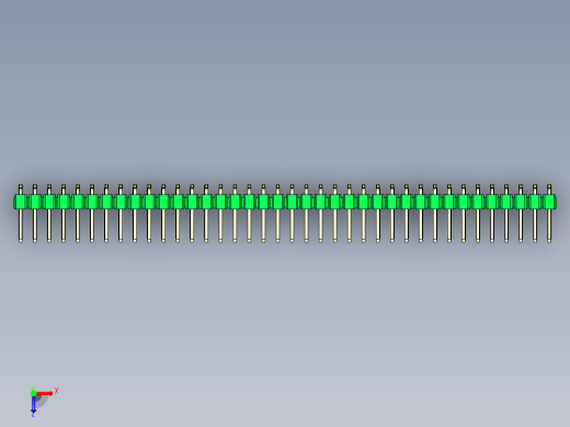 彩色公排针 100mil 2.54mm 系列-DS1022_green_76p_100mil_TypeSMT_rev1.0俯视缩略图