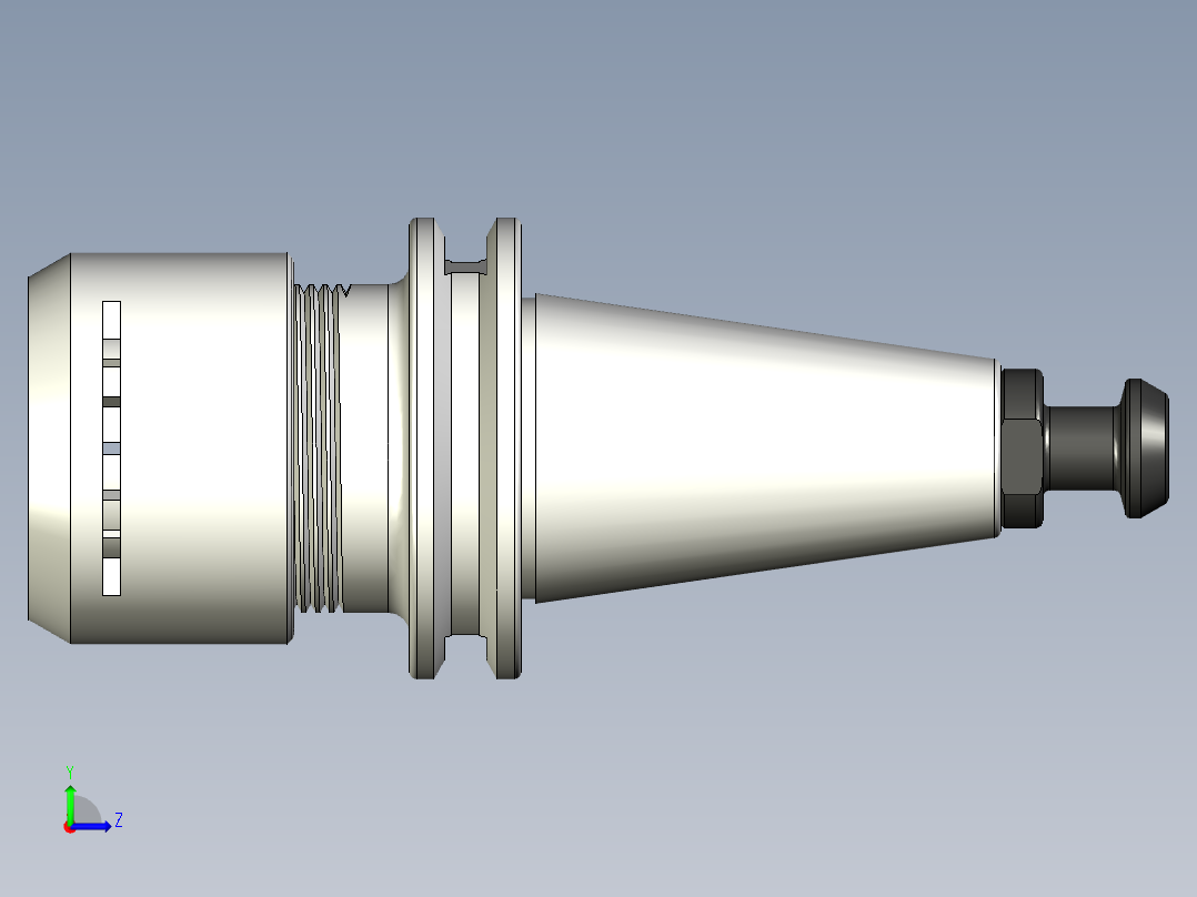 用于 ER20 夹头的 ISO20 刀柄左视图