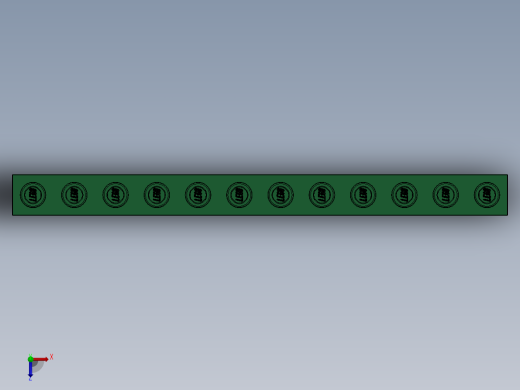 乐高机械组积木（横梁）-42100559 - 3895 Dark Green Technic Brick 1 x 12 with Holes俯视缩略图