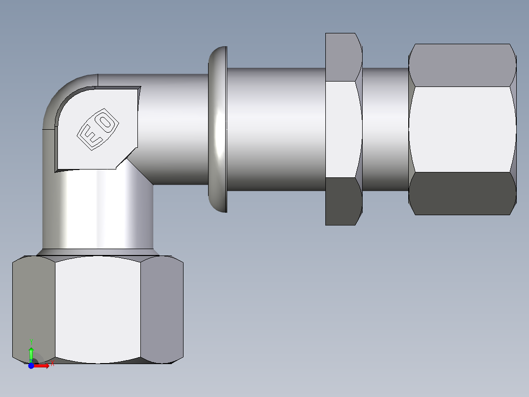 卡套式工业通用硬管接头EO_Bulkhead_elbow_WSV12SCF前视图