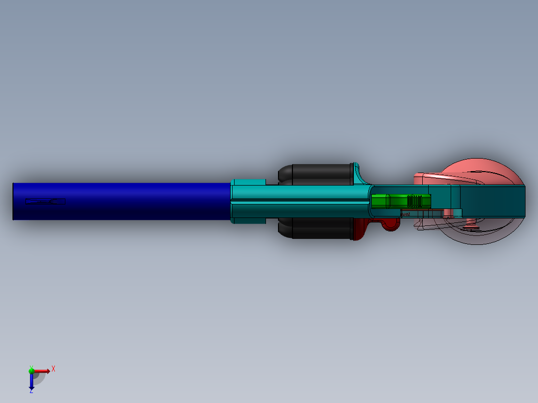完整结构的45式手枪俯视图