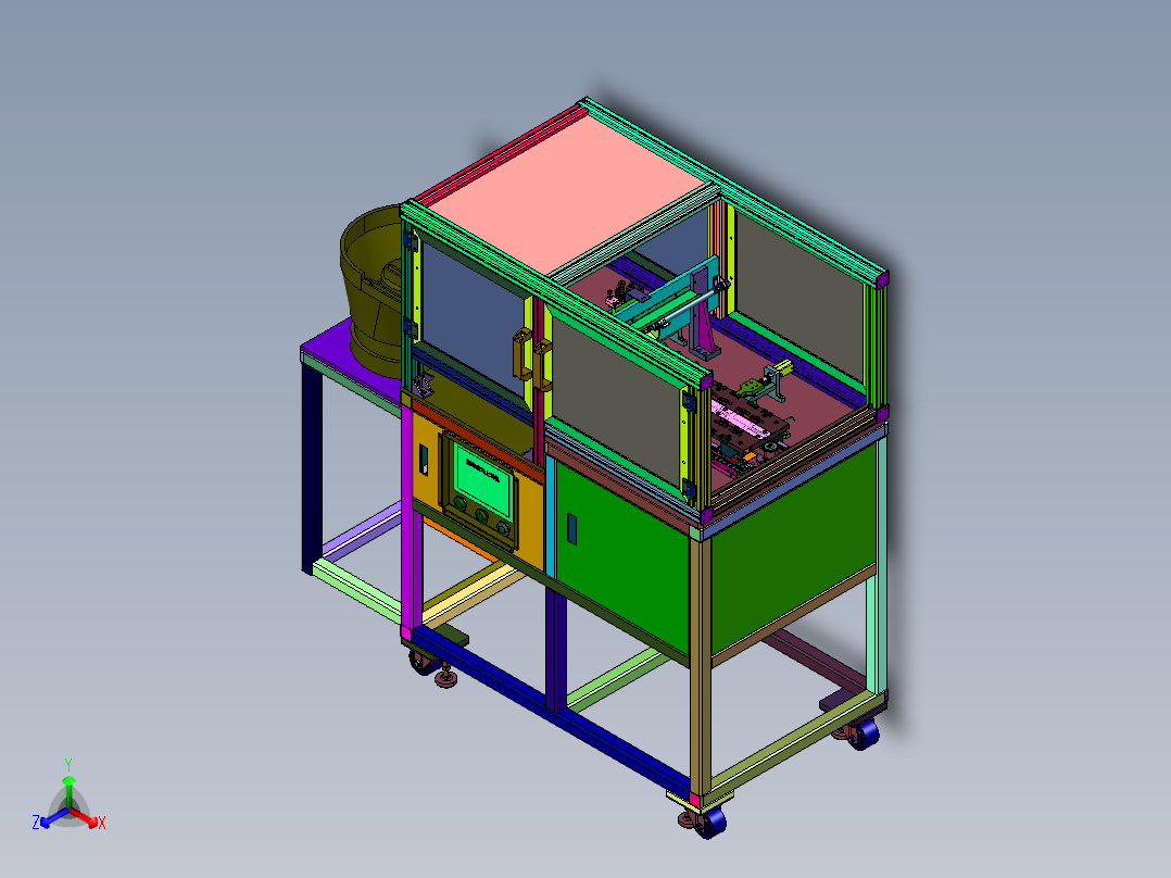 工装板螺母预埋机正等轴测图