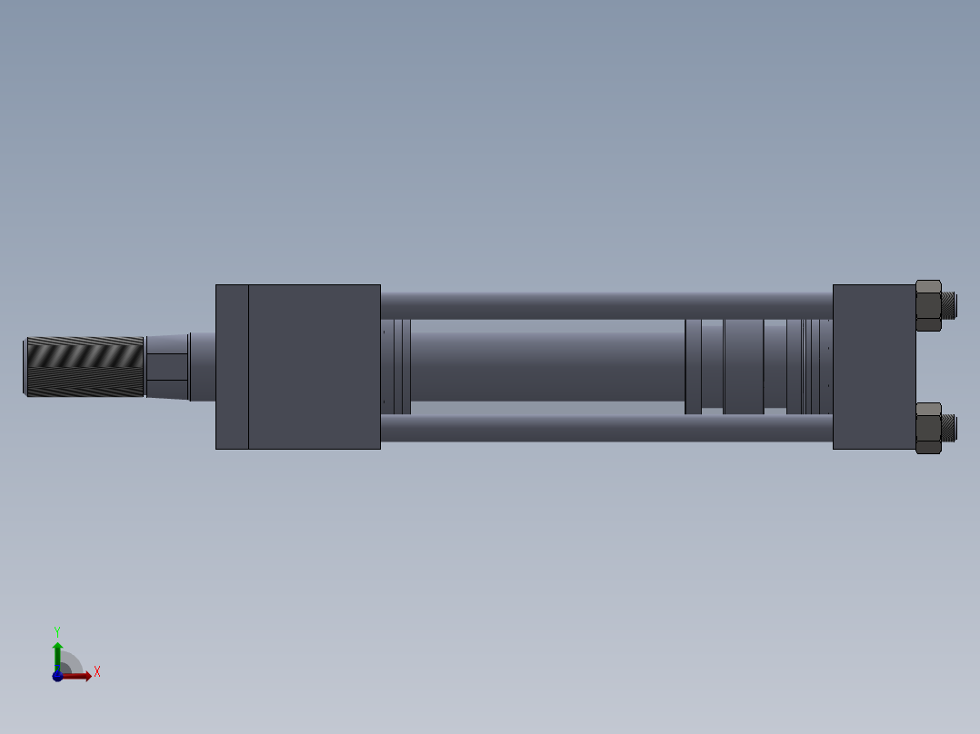 拉杆液压缸（带前安装）40x25x100毫米前视图