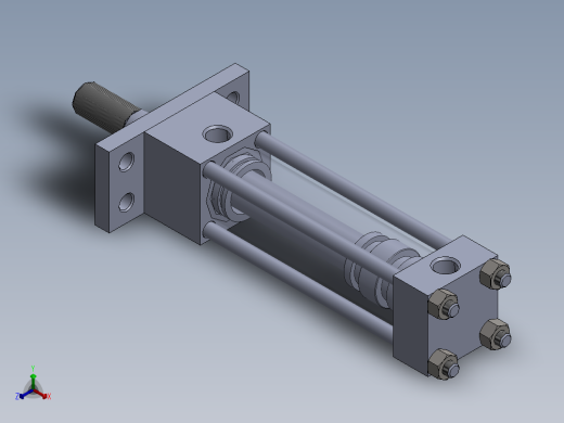 拉杆液压缸（带前安装）40x25x100毫米正等轴测缩略图