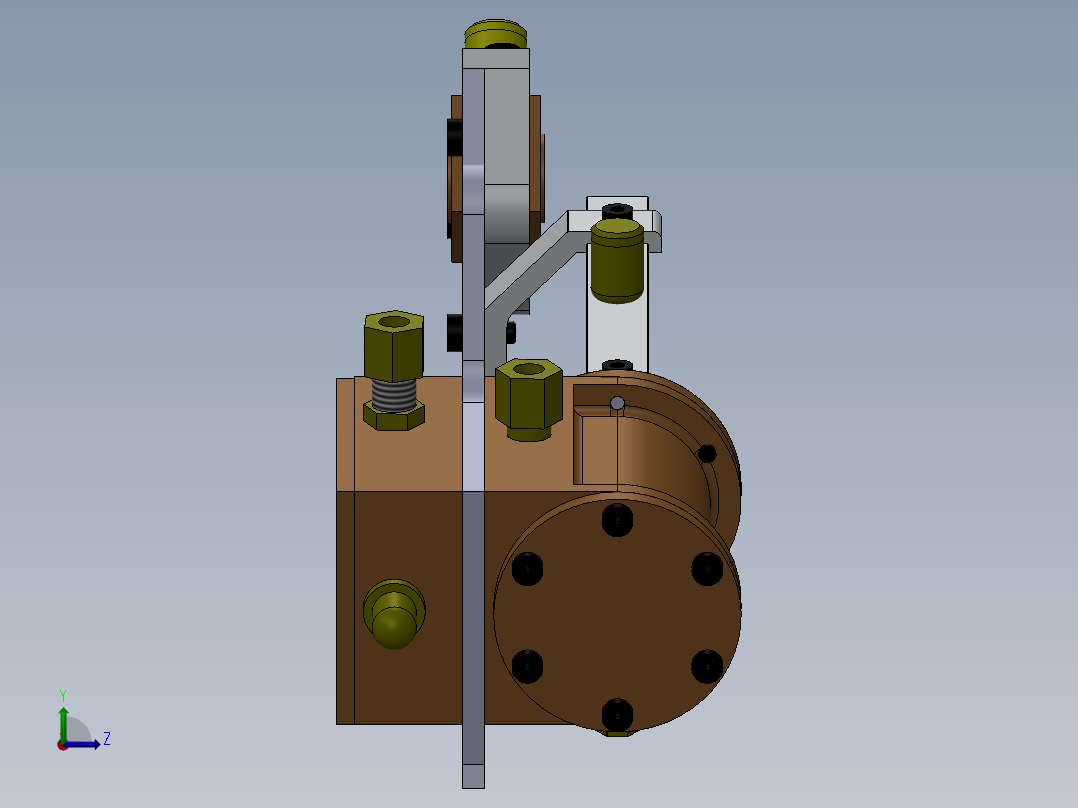 明轮船汽缸蒸汽机a-2x1-cylinder-steam-engine-模型格式为 -SW IGS左视图
