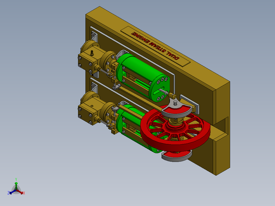 蒸汽机dual-steam-engine-2832-模型格式为 f3d sw正等轴测图