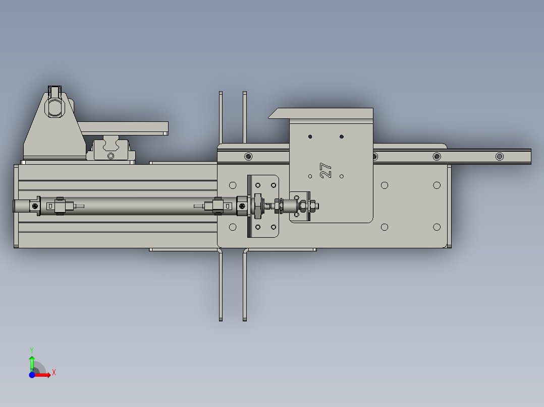分流-阻挡机构前视图