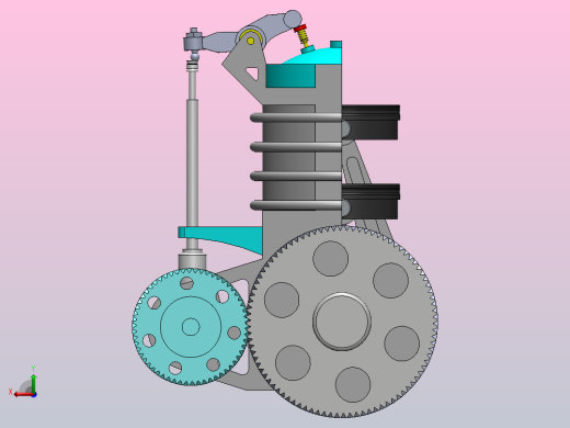 双缸内燃机内部演示结构后视缩略图