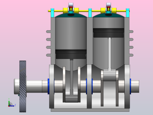 双缸内燃机内部演示结构左视缩略图