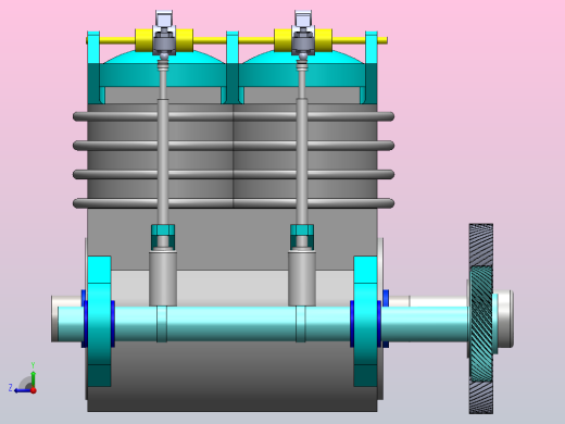 双缸内燃机内部演示结构右视缩略图