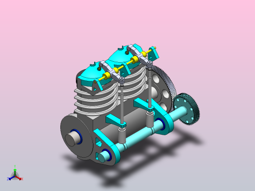 双缸内燃机内部演示结构正等轴测缩略图