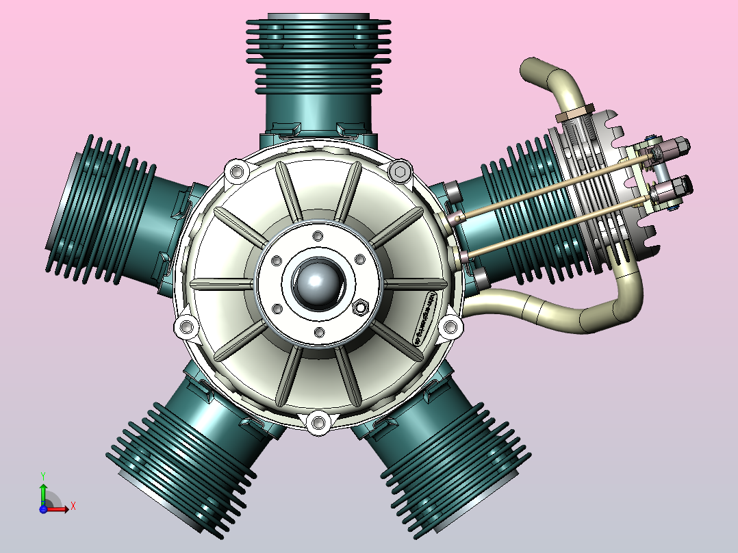 发动机引擎solidworks装配体前视图