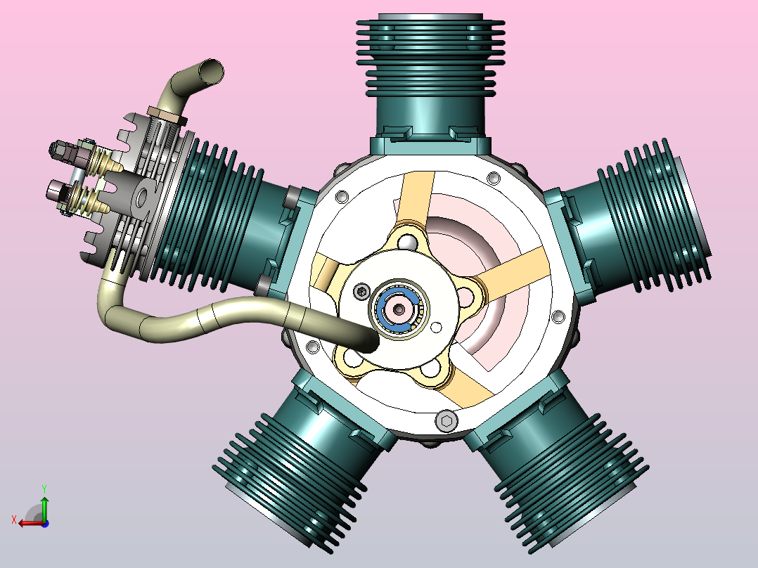 发动机引擎solidworks装配体后视图