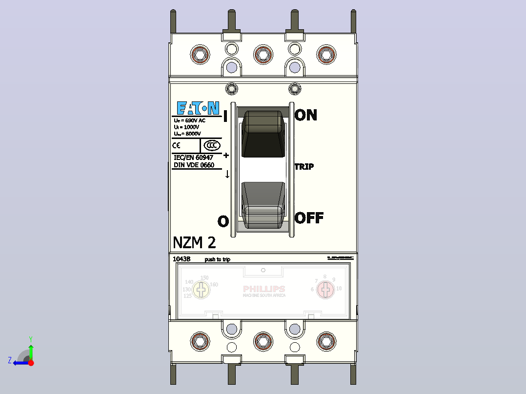 伊顿690AC 1000v NZM 160A断路器右视图