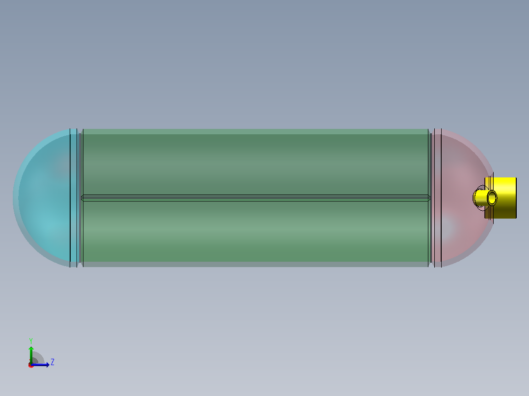 气瓶焊接工艺设计（14MPa）（SW+CAD+说明书）左视图