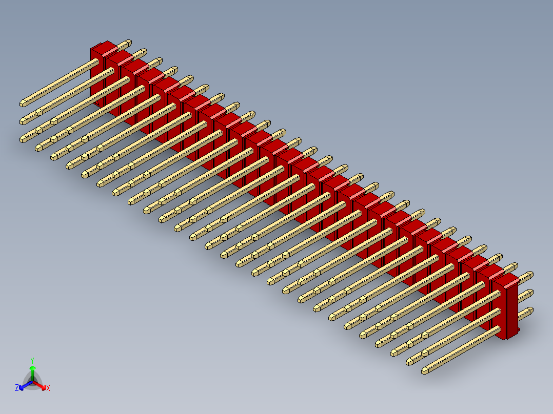 彩色公头100mil（2.54mm）系列-DS1021_red_3x27p_100mil_Type5_rev1.0主视图