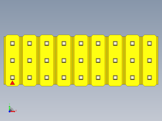 彩色公头100mil（2.54mm）系列-DS1021_yellow_3x09p_100mil_Type5_rev1.0前视缩略图