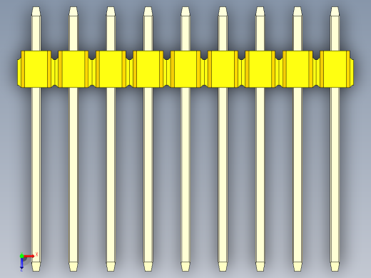 彩色公头100mil（2.54mm）系列-DS1021_yellow_3x09p_100mil_Type5_rev1.0俯视缩略图