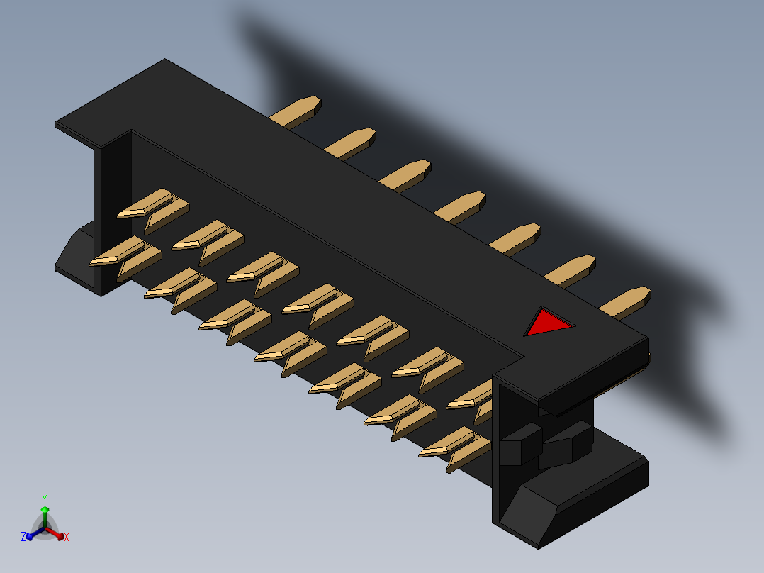 FDC-14 ( DS1018-2.54-14S )正等轴测图