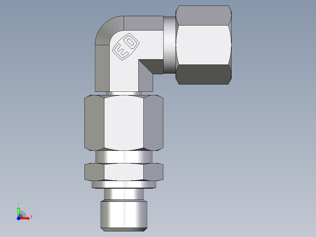 卡套式工业通用硬管接头EO_Assembled_adjustable_standpipe_elbow_EVW10LR71前视图