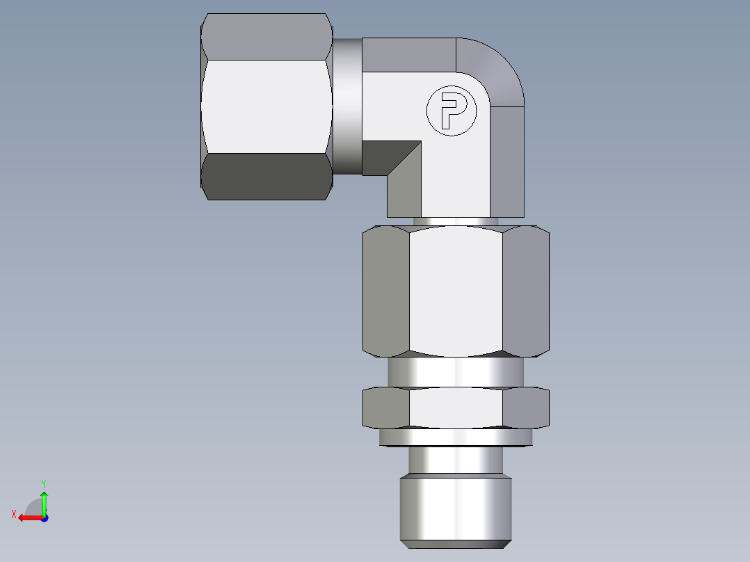 卡套式工业通用硬管接头EO_Assembled_adjustable_standpipe_elbow_EVW10LR71后视图