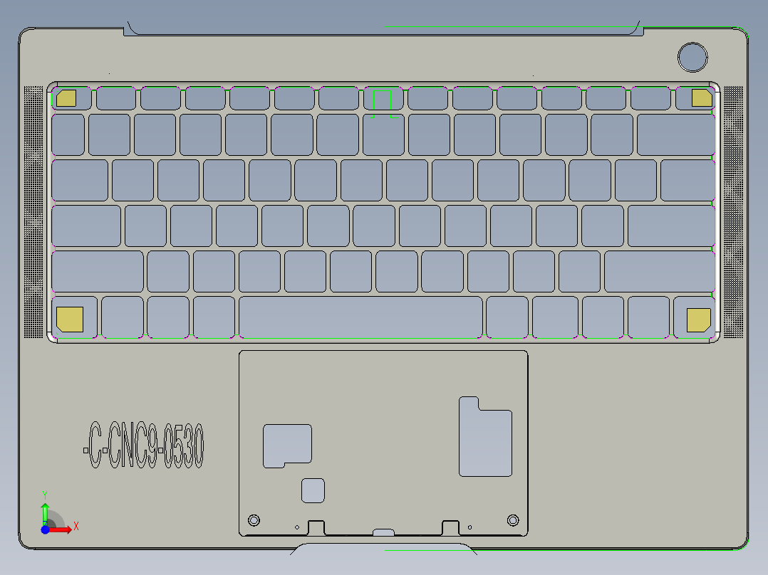 笔记本C壳铣KB框程序模型前视图