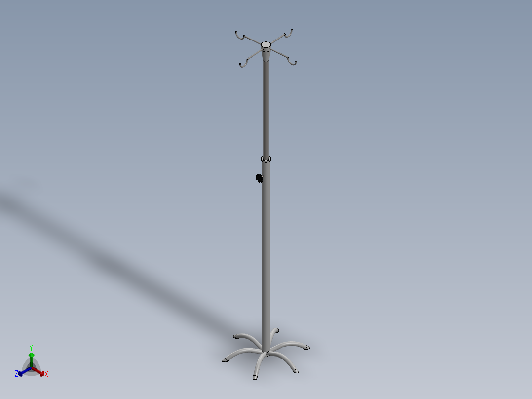 固定式静脉输液支架正等轴测图