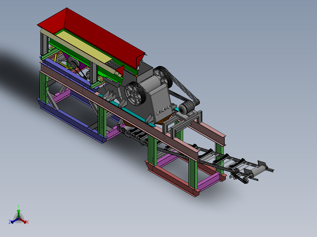 破碎机、移动式破碎机机正等轴测图
